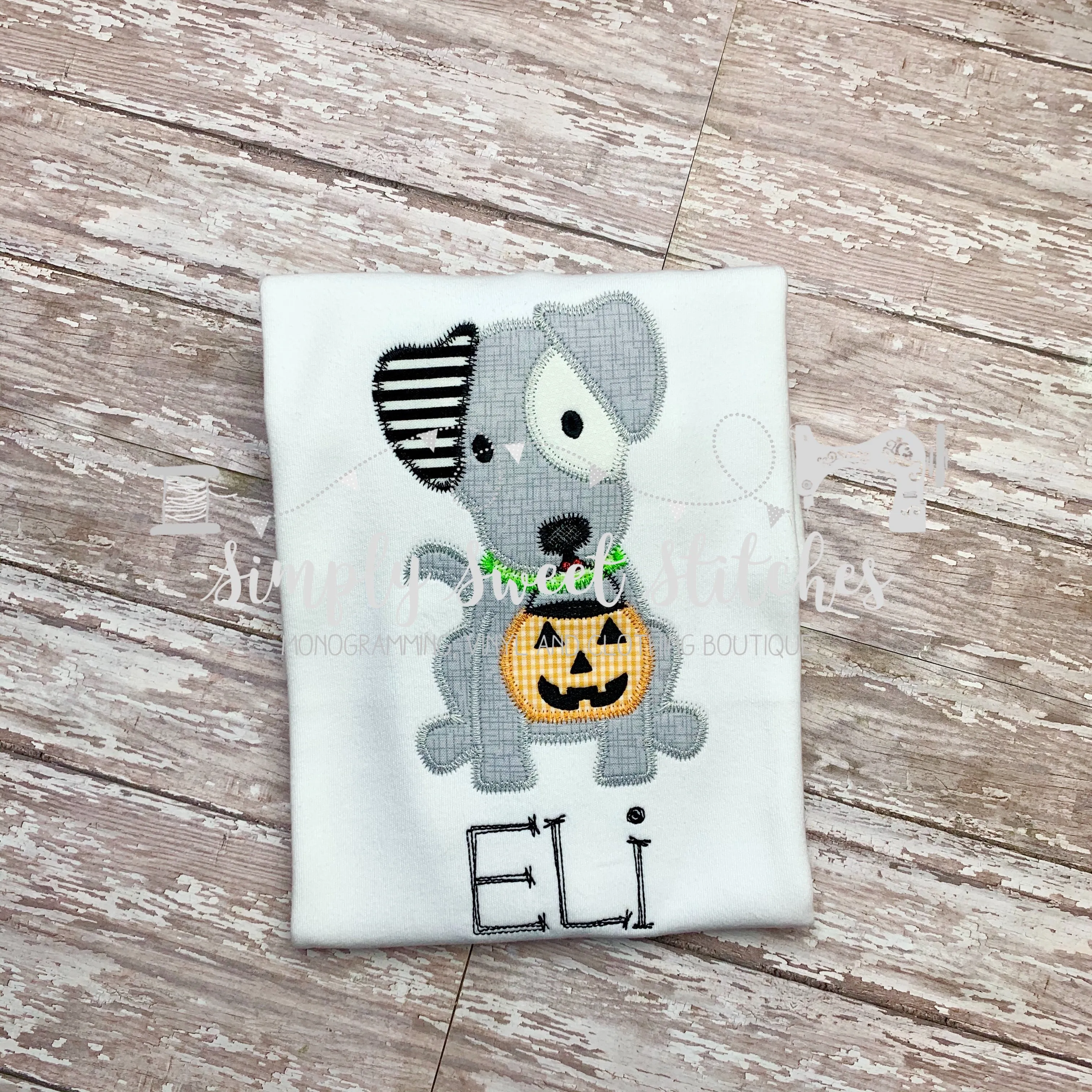 1206 - JACK O LANTERN PUPPY - APPLIQUE CHILD SHIRT