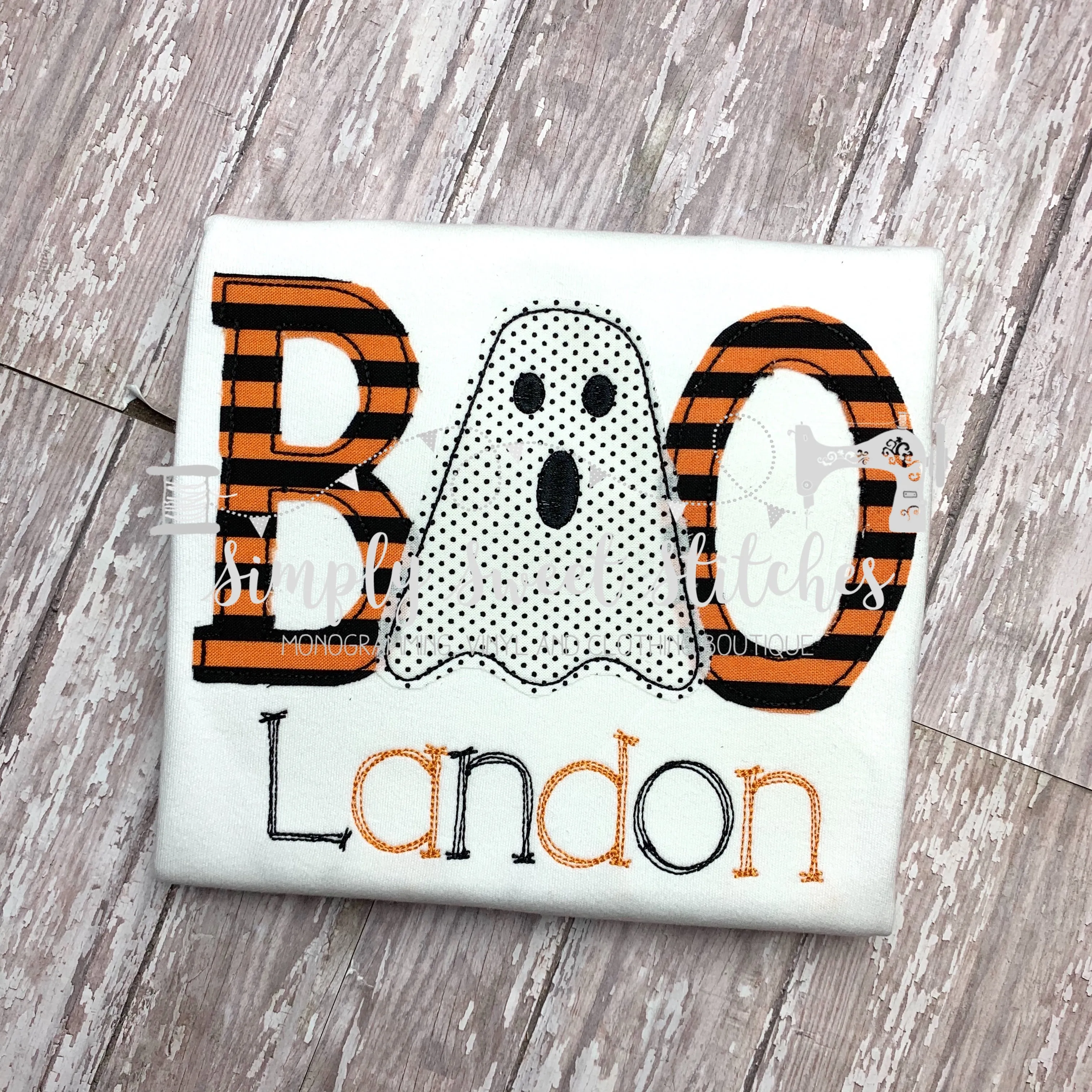 1252 - GHOST BOO - APPLIQUE CHILD SHIRT