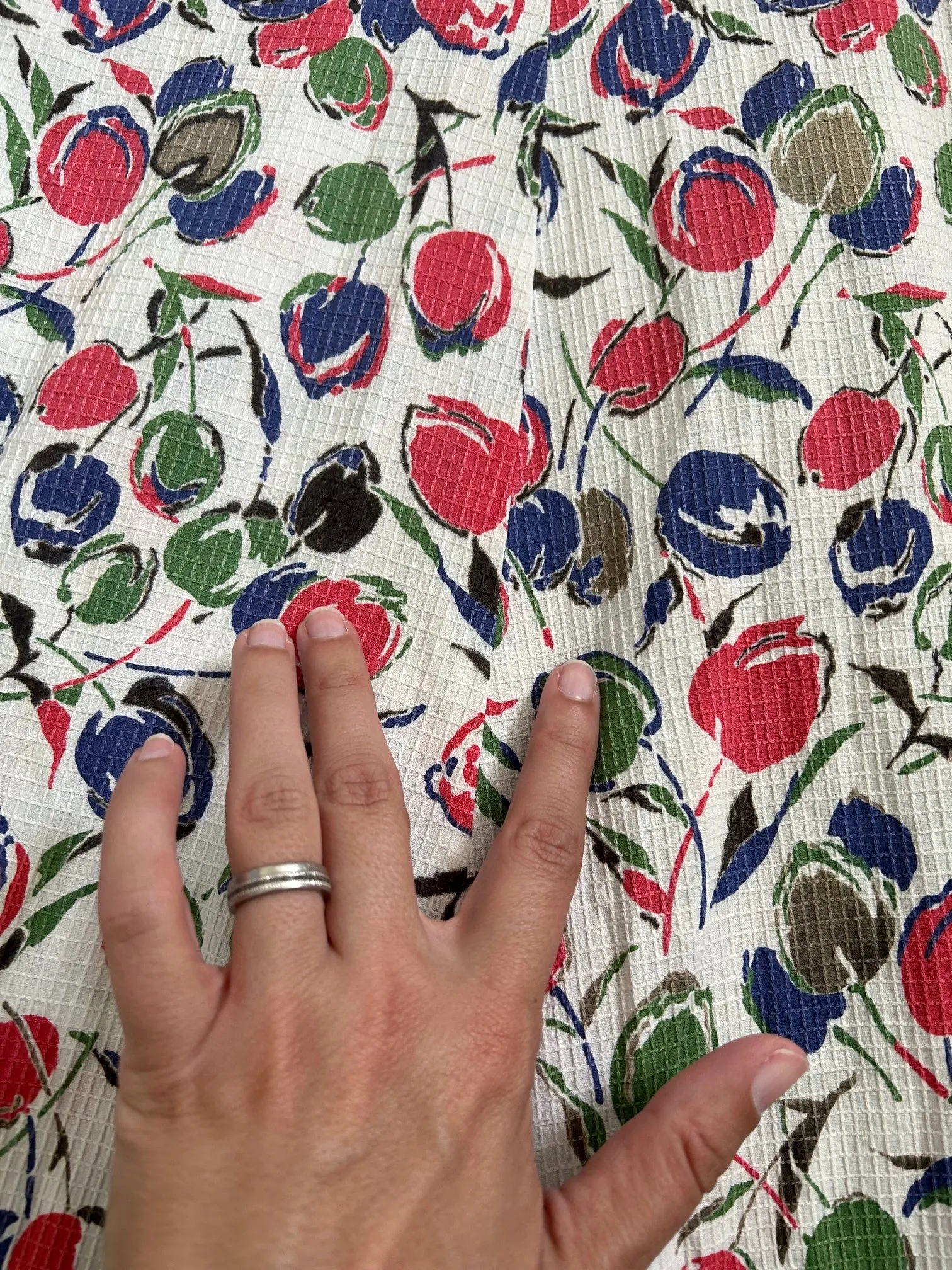 1930s cherry print dress . vintage sleeveless gown . size xs to small