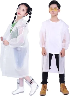 2 Pack Rain Ponchos for Kids, Reusable Kids Rain Jacket with Hood Waterproof Raincoats for Boys and Girls