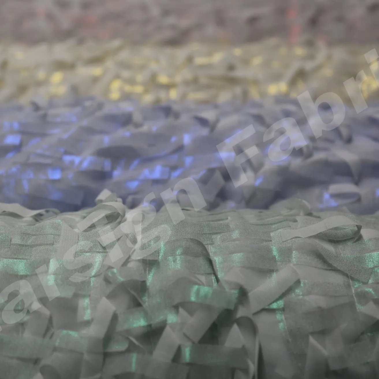 3D Fringed Design Hologram Trim Chiffon Embroidery Fabric