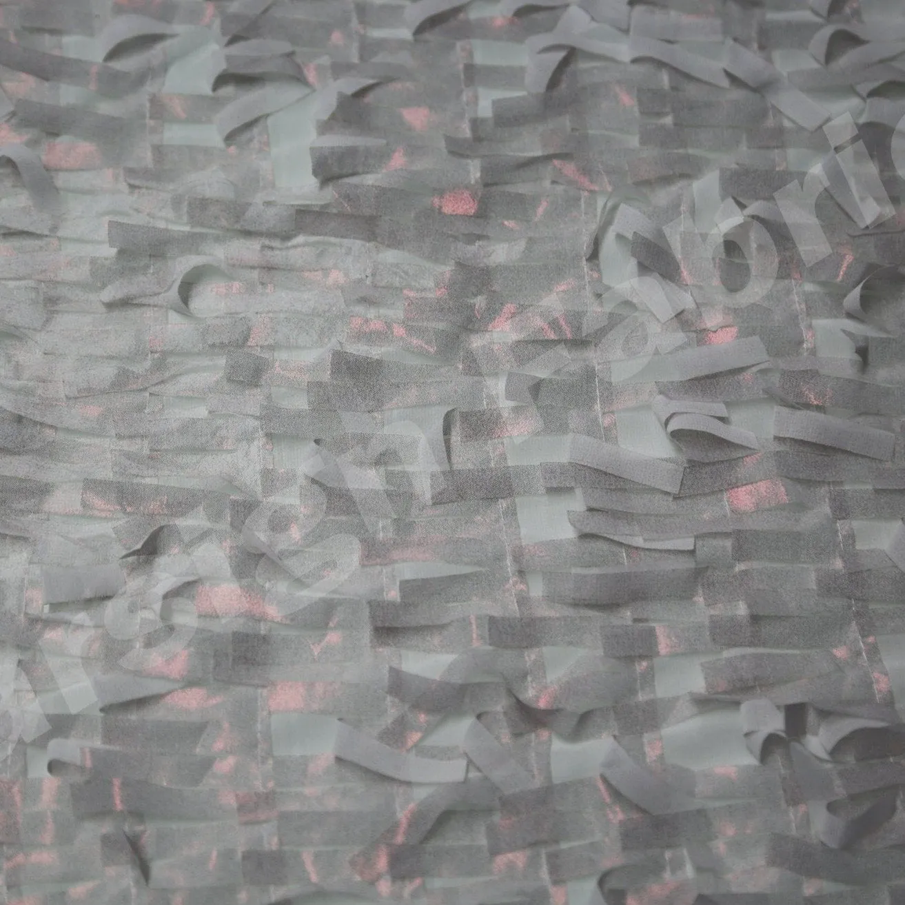 3D Fringed Design Hologram Trim Chiffon Embroidery Fabric