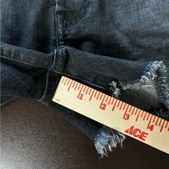 7 For All Mankind Monroe Cut Off Denim Shorts Eclipse Black Star 25 Button Fly