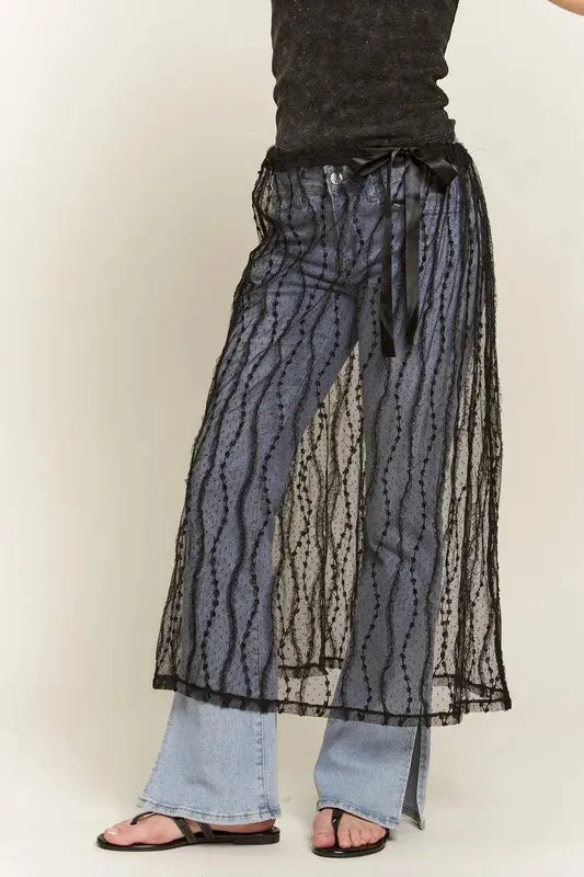 ADORA Sheer Layered Mesh Cover-Up Skirt