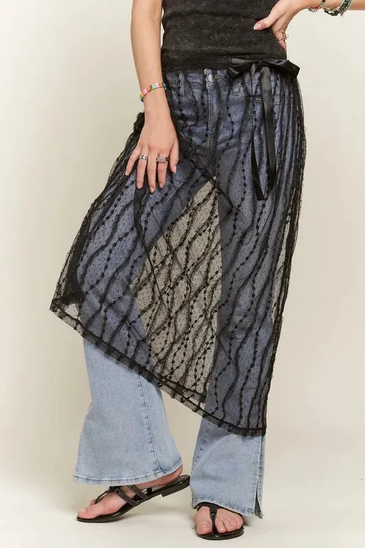 ADORA Sheer Layered Mesh Cover-Up Skirt