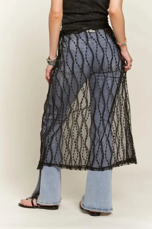 ADORA Sheer Layered Mesh Cover-Up Skirt