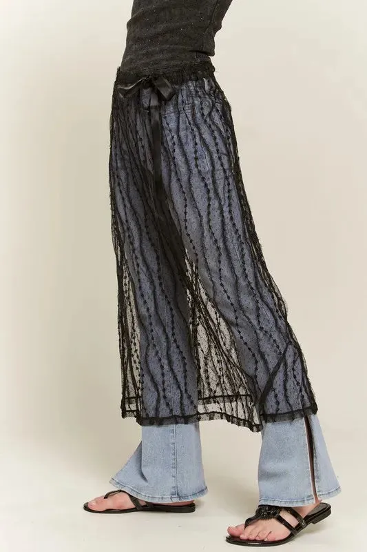 ADORA Sheer Layered Mesh Cover-Up Skirt
