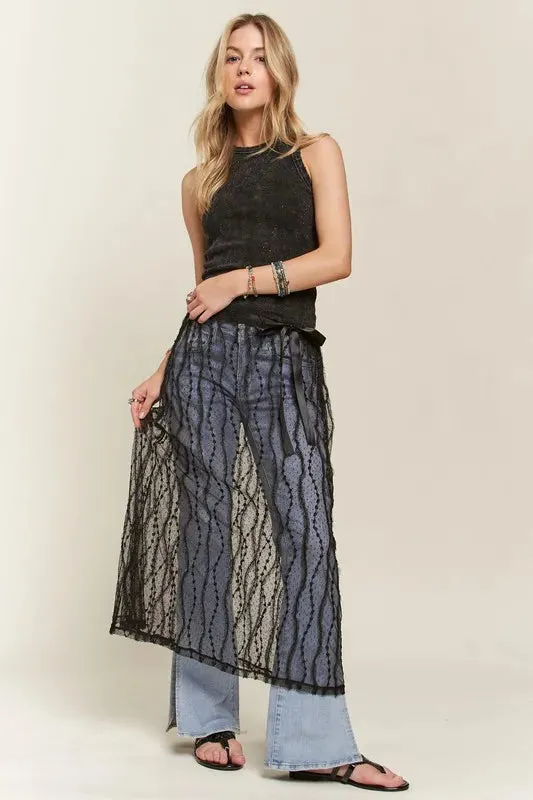 ADORA Sheer Layered Mesh Cover-Up Skirt