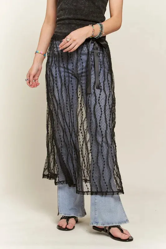 ADORA Sheer Layered Mesh Cover-Up Skirt
