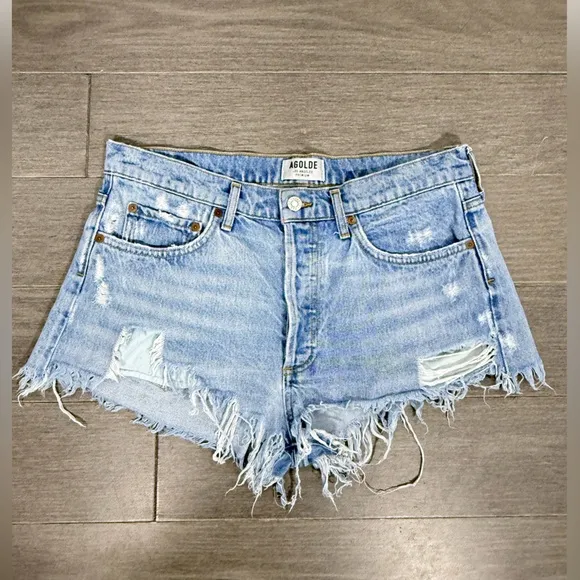 AGOLDE PARKER VINTAGE CUT OFF SHORTS IN SWAPMEET 29 Distressed Denim Jean Shorts