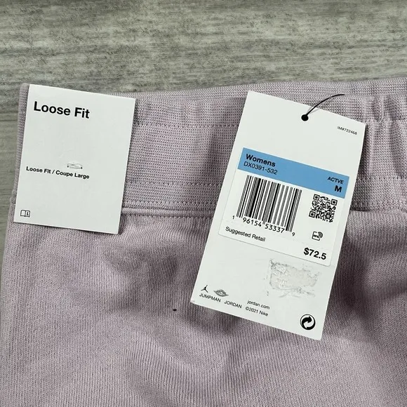 Air Jordan Bi-Color Terry Fleece Shorts Lilac Purple DX0391-532 Women's Medium