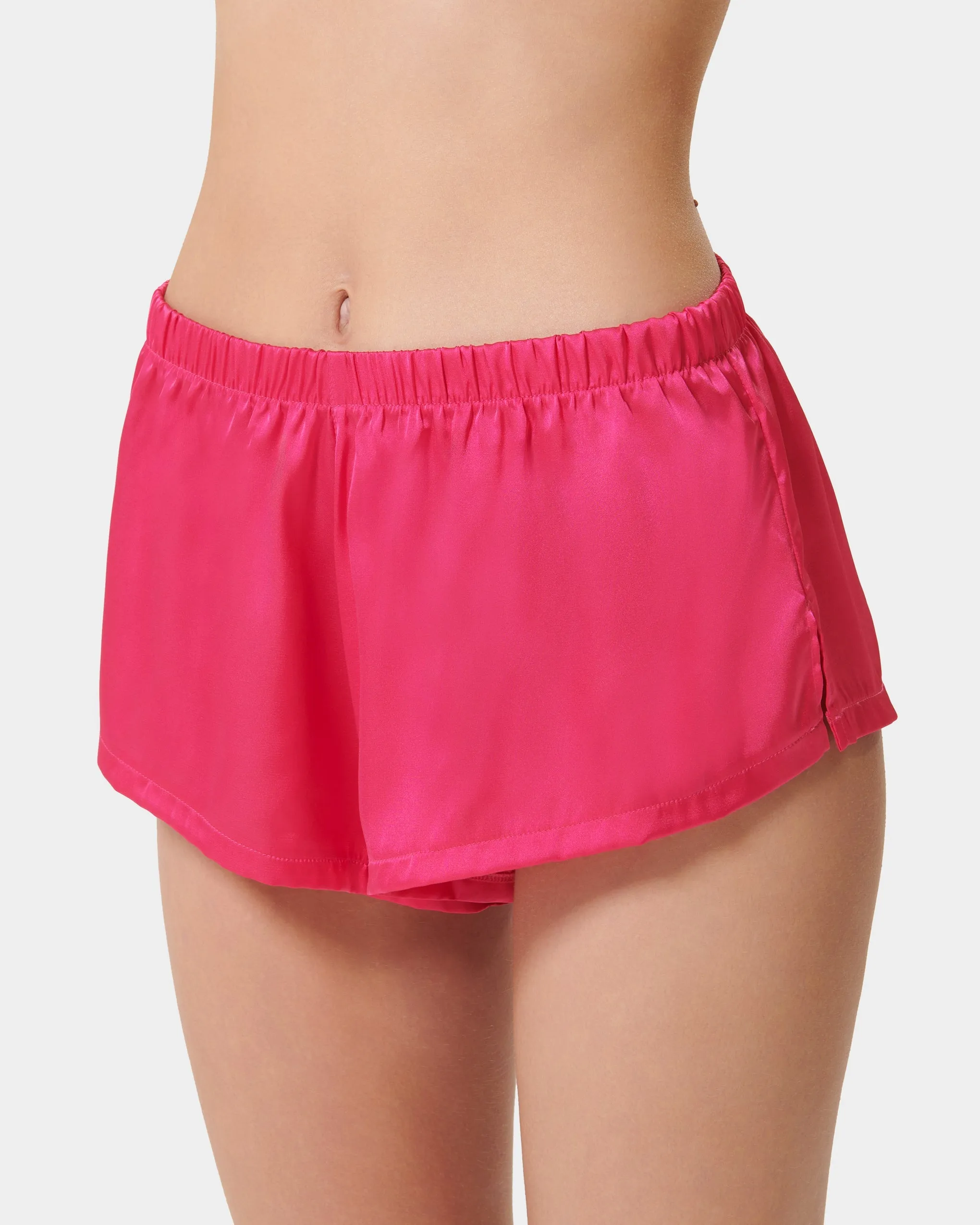 Alma Luxury Satin Short Pajama Set Fuchsia Pink