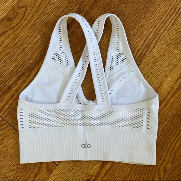 Alo Yoga Seamless Open Air Bra White