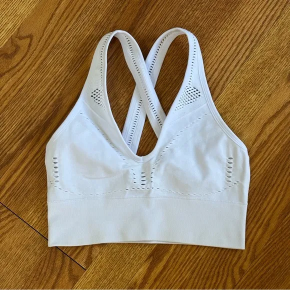 Alo Yoga Seamless Open Air Bra White