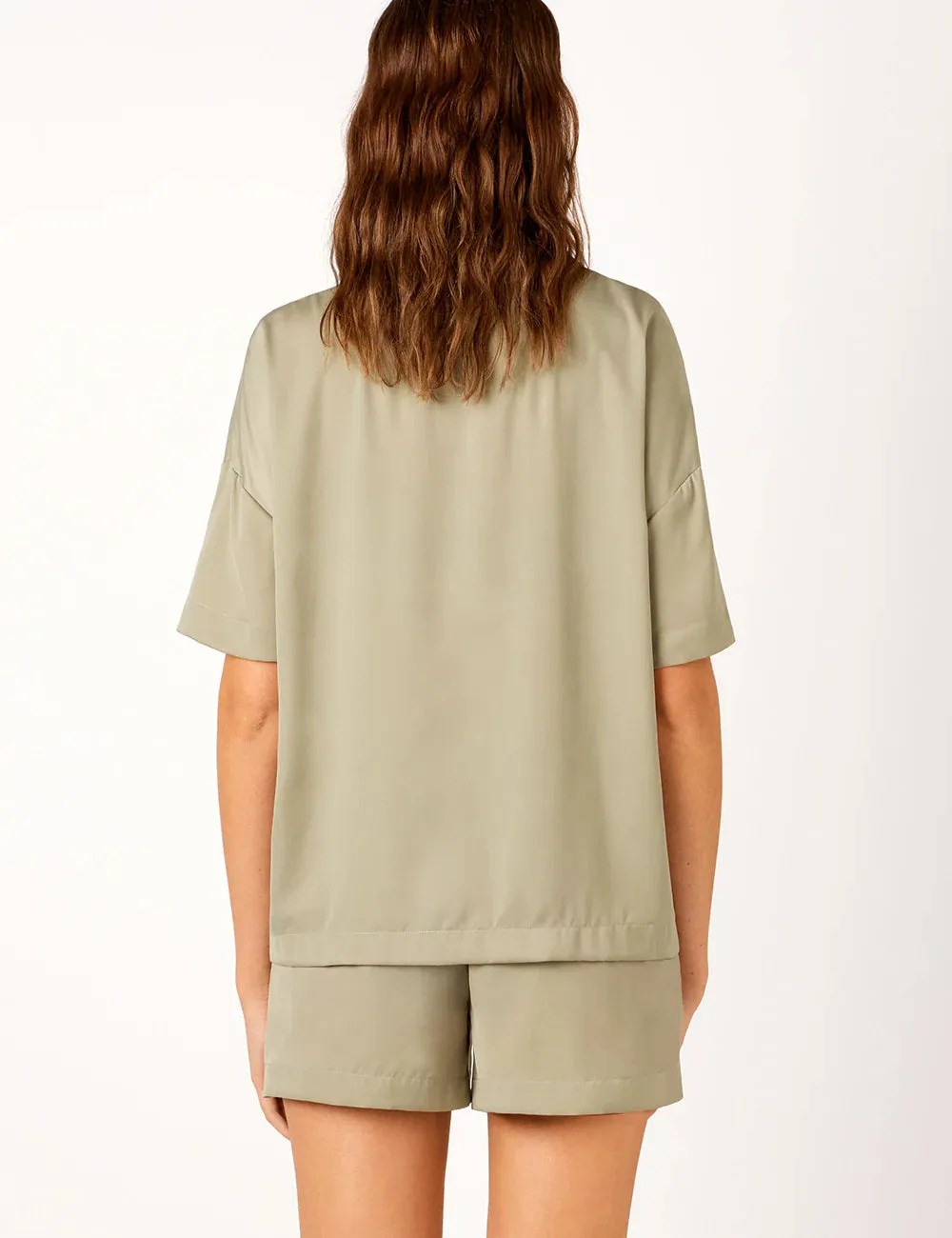 AMBRA SATIN SS SHIRT SHORT PISTACHIO PJ GIFT BOX