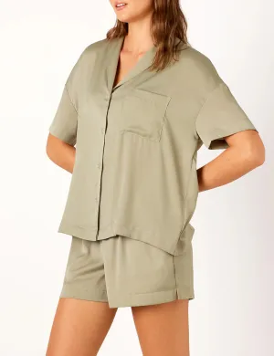AMBRA SATIN SS SHIRT SHORT PISTACHIO PJ GIFT BOX