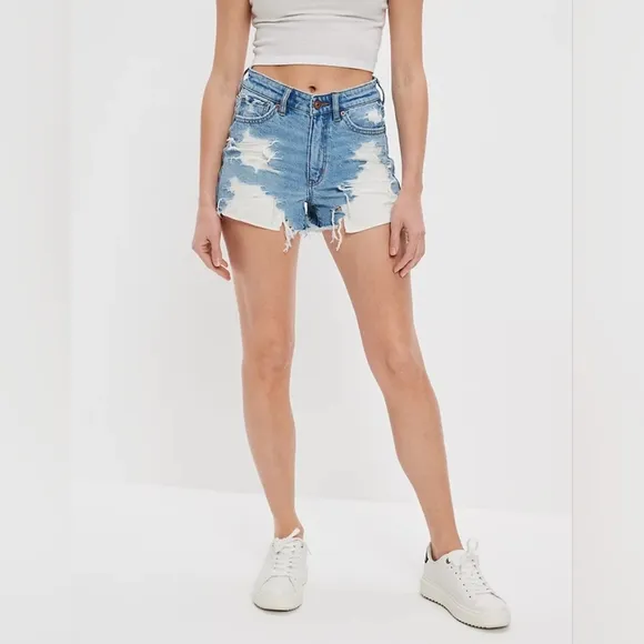 American Eagle Strigid Denim Mom Shorts Women's 8