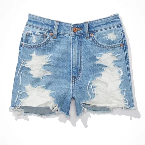American Eagle Strigid Denim Mom Shorts Women's 8
