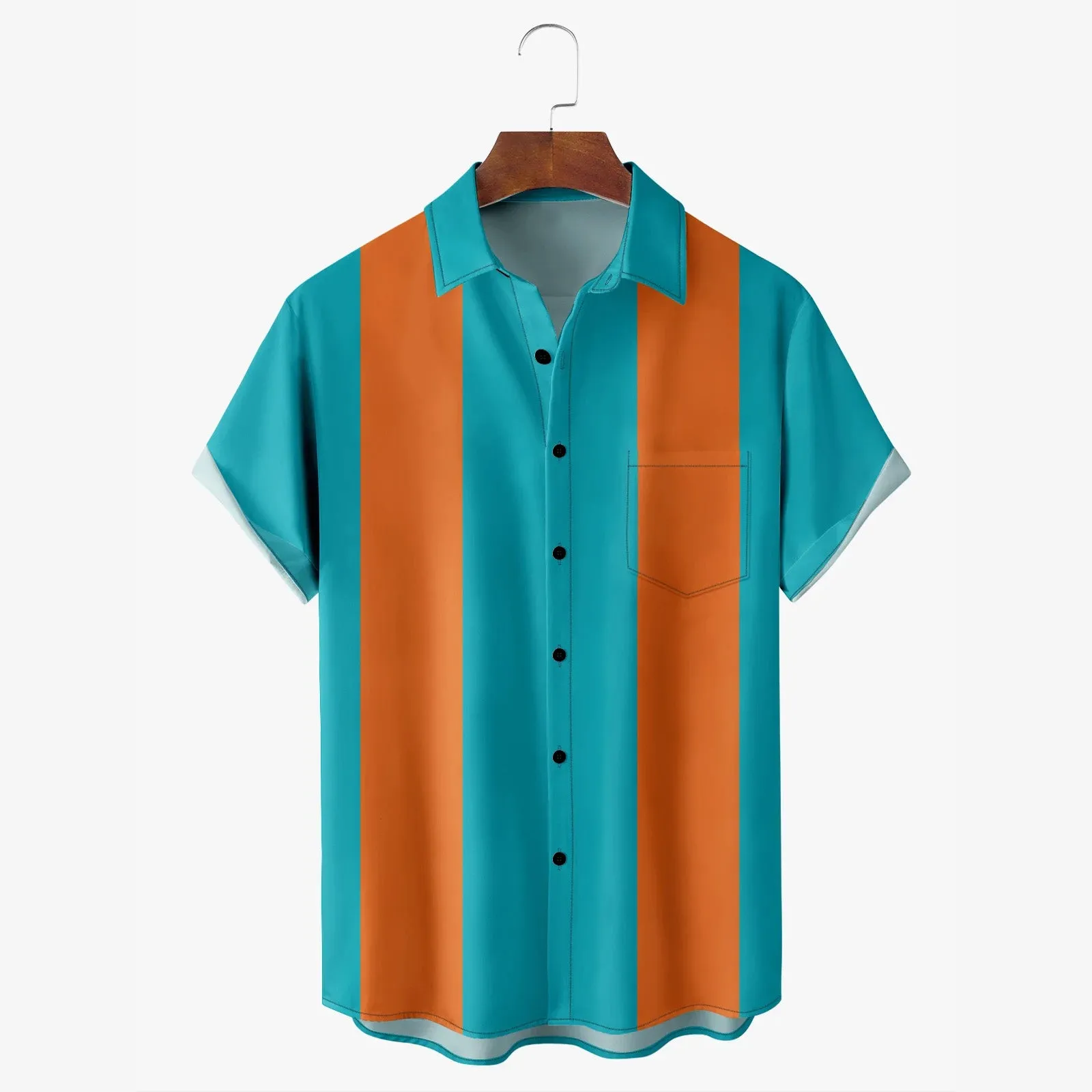 American Football Chest Pocket Short Sleeve Bowling Shirt 2412008324