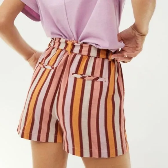 Anthropologie Belted Stripe Shorts | Size: Small | Color: Red Motif