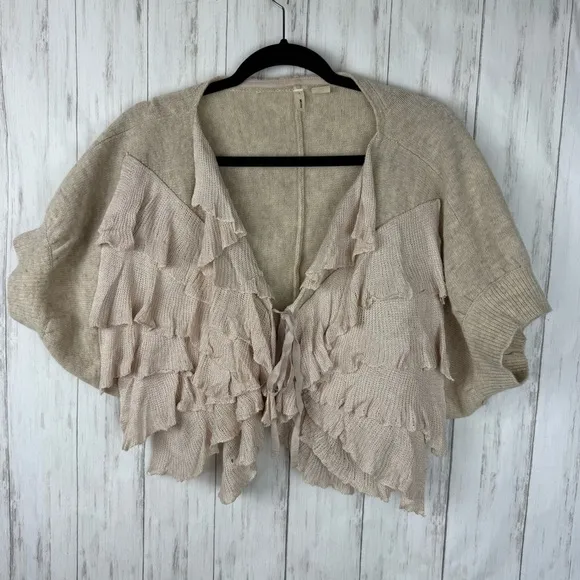 Anthropologie Moth Layered Beige Cardigan