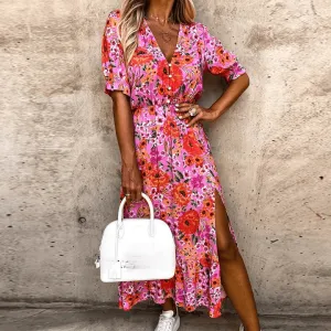 Ariana - Floral print dress with slit