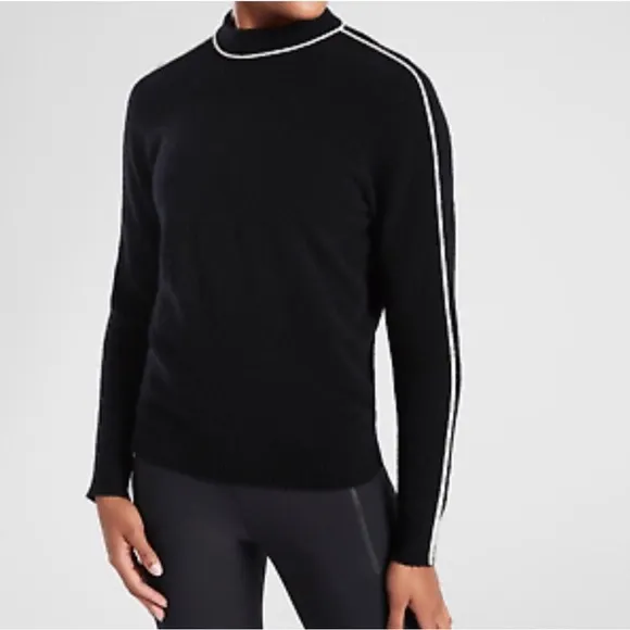 Athleta Transit Crew Merino Wool Black Sweater