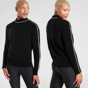Athleta Transit Crew Merino Wool Black Sweater