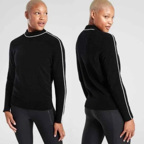 Athleta Transit Crew Merino Wool Black Sweater