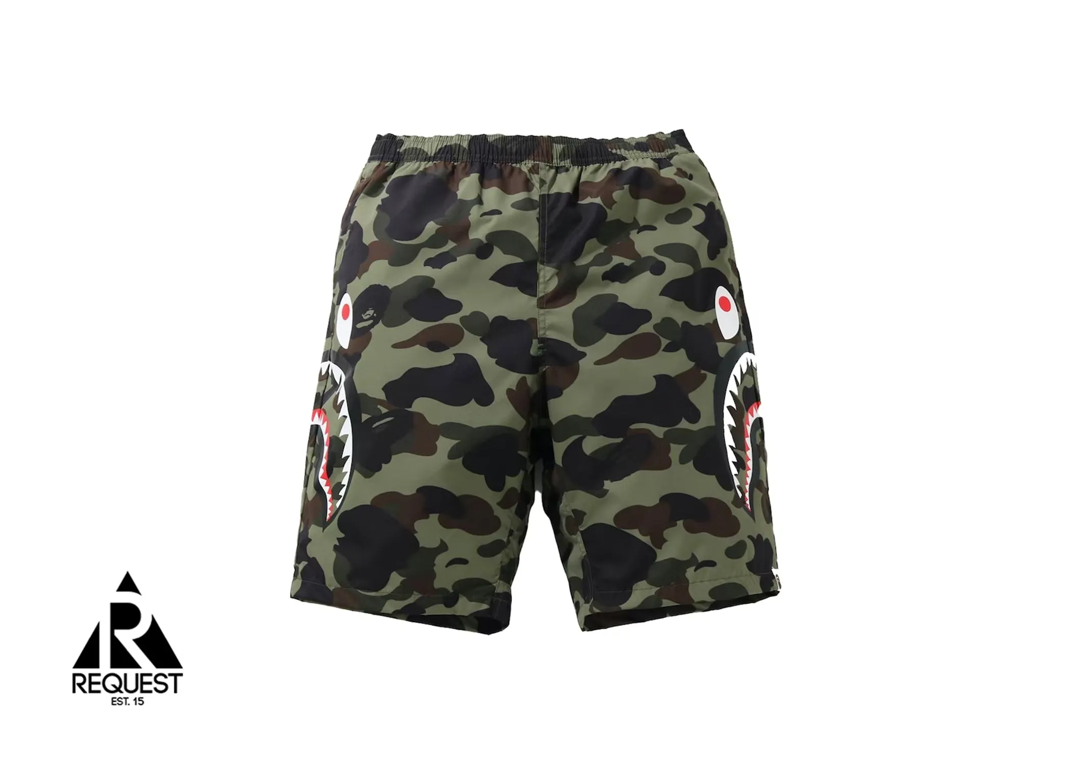 BAPE Camo Side Shark Beach Shorts "Green"