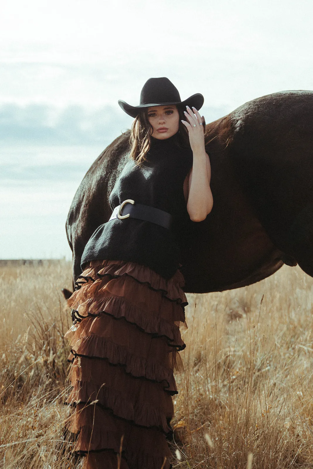 Bazar Brown Ruffle Skirt