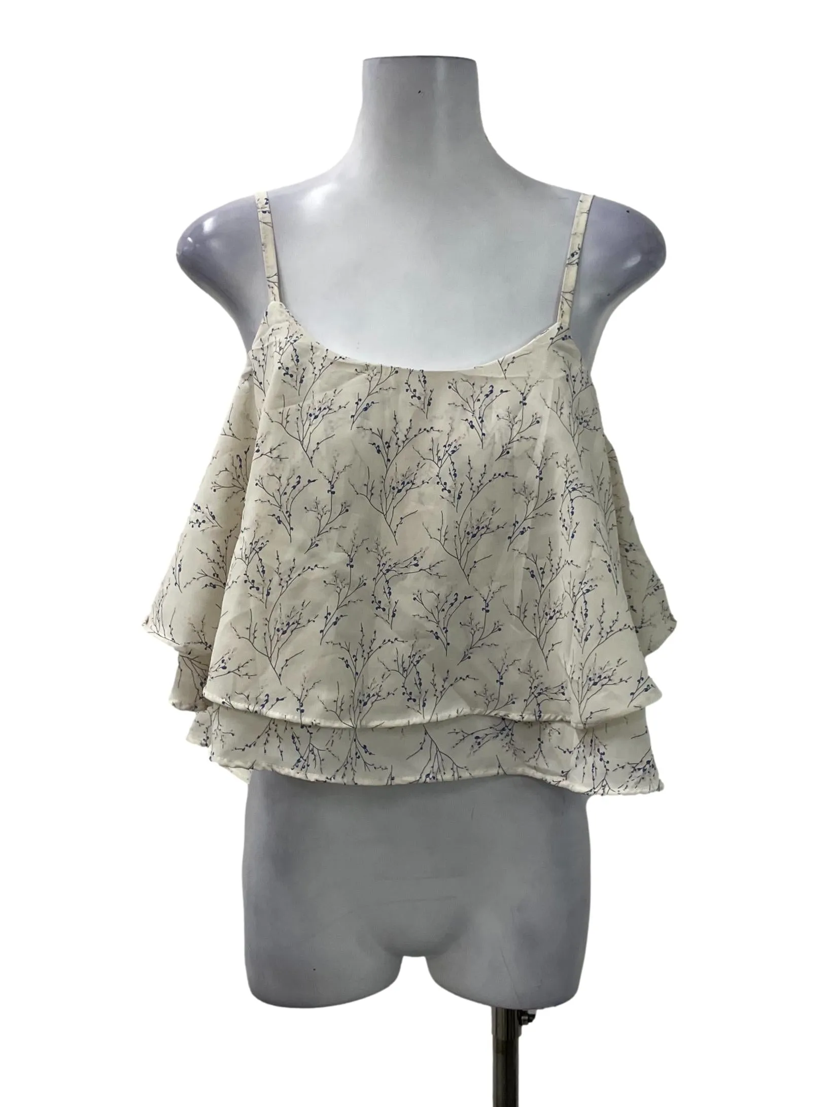 Beige Floral Layered Top