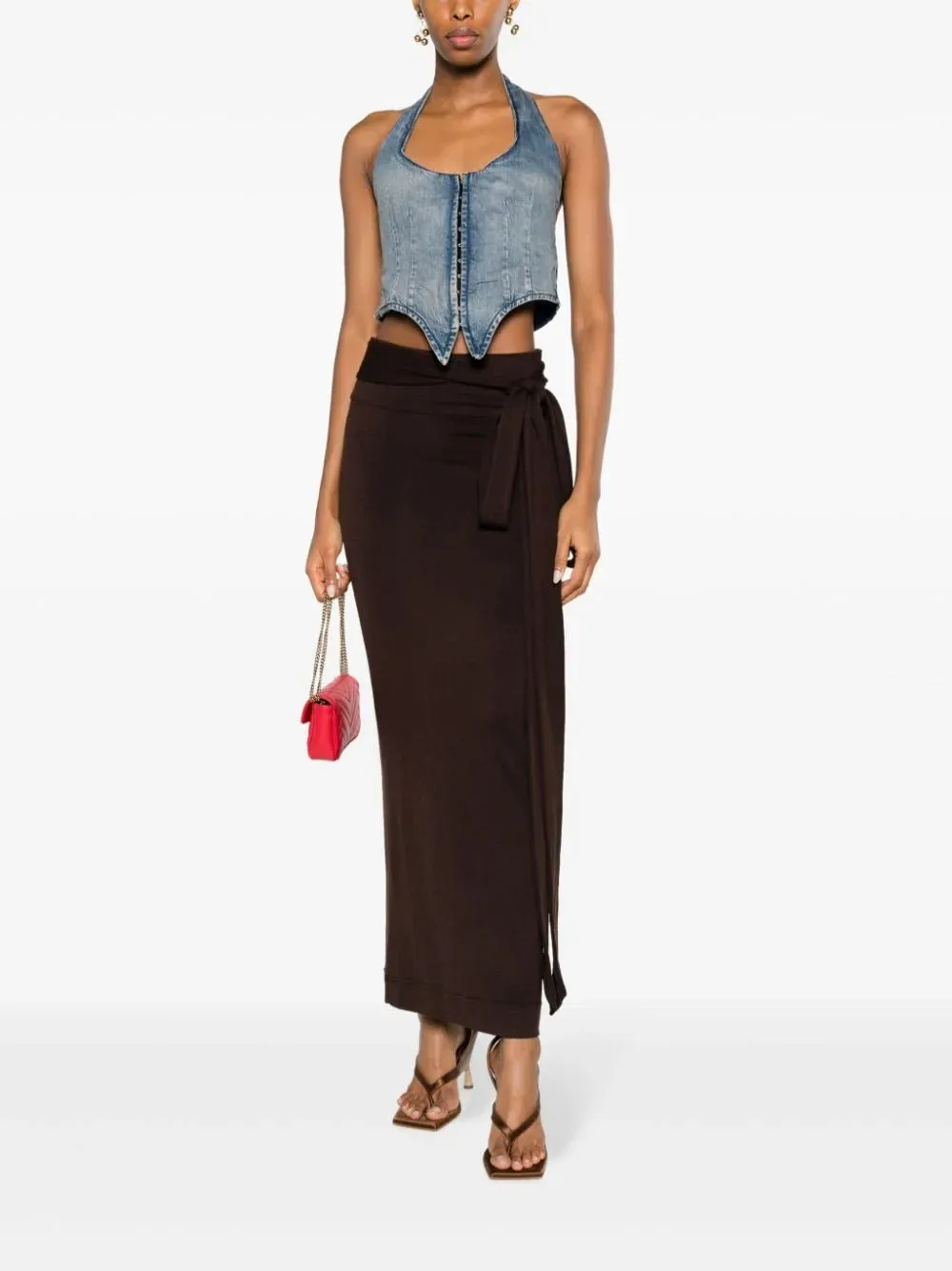 Belted Virgin-Wool Maxi Skirt