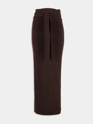 Belted Virgin-Wool Maxi Skirt