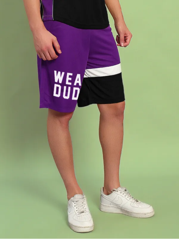 BET ON YOURSELF REGULAR FIT SHORTS (PURPLE BLACK)
