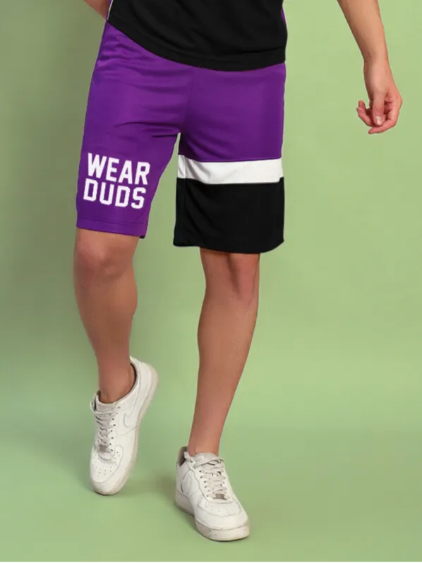 BET ON YOURSELF REGULAR FIT SHORTS (PURPLE BLACK)