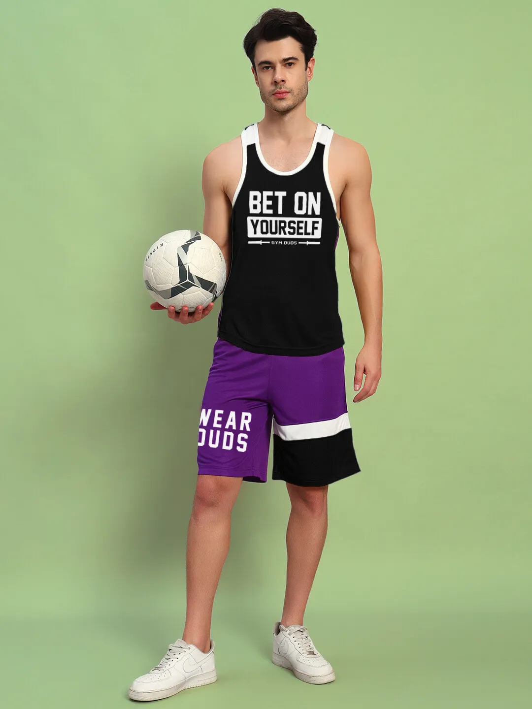 BET ON YOURSELF REGULAR FIT SHORTS (PURPLE BLACK)