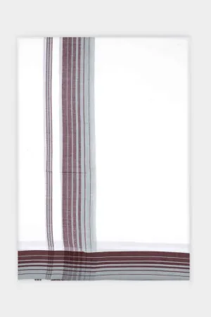 Bhargav Arima - Gray Brown Smooth Cotton Double Layered Dhoti With Fancy Borders | Uathayam