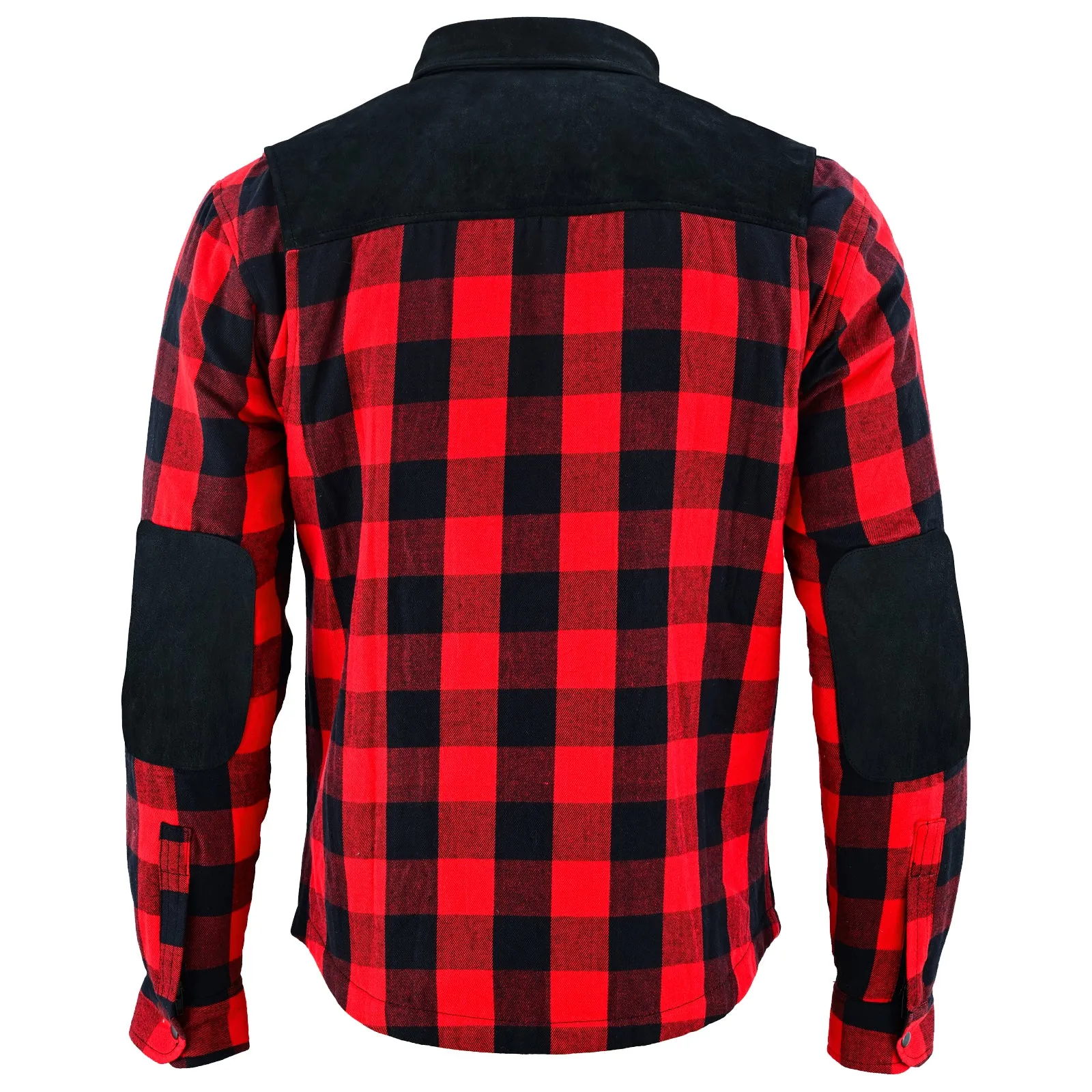 Bikers Gear Australia CE Rifster Lined with Kevlar Flannel Motorcycle Shirt Leather outside Pockets Red