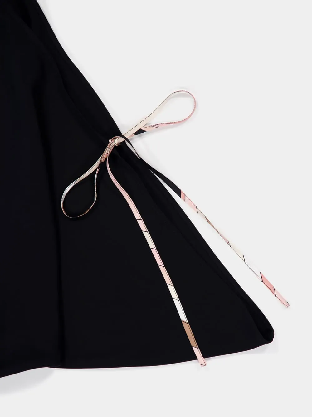 Black Cape Blouse with Printed Details