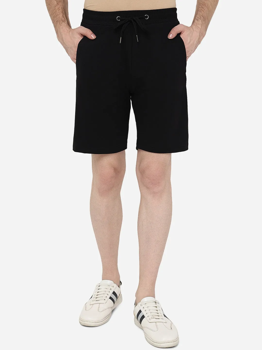 Black Solid Slim Fit Shorts | JadeBlue