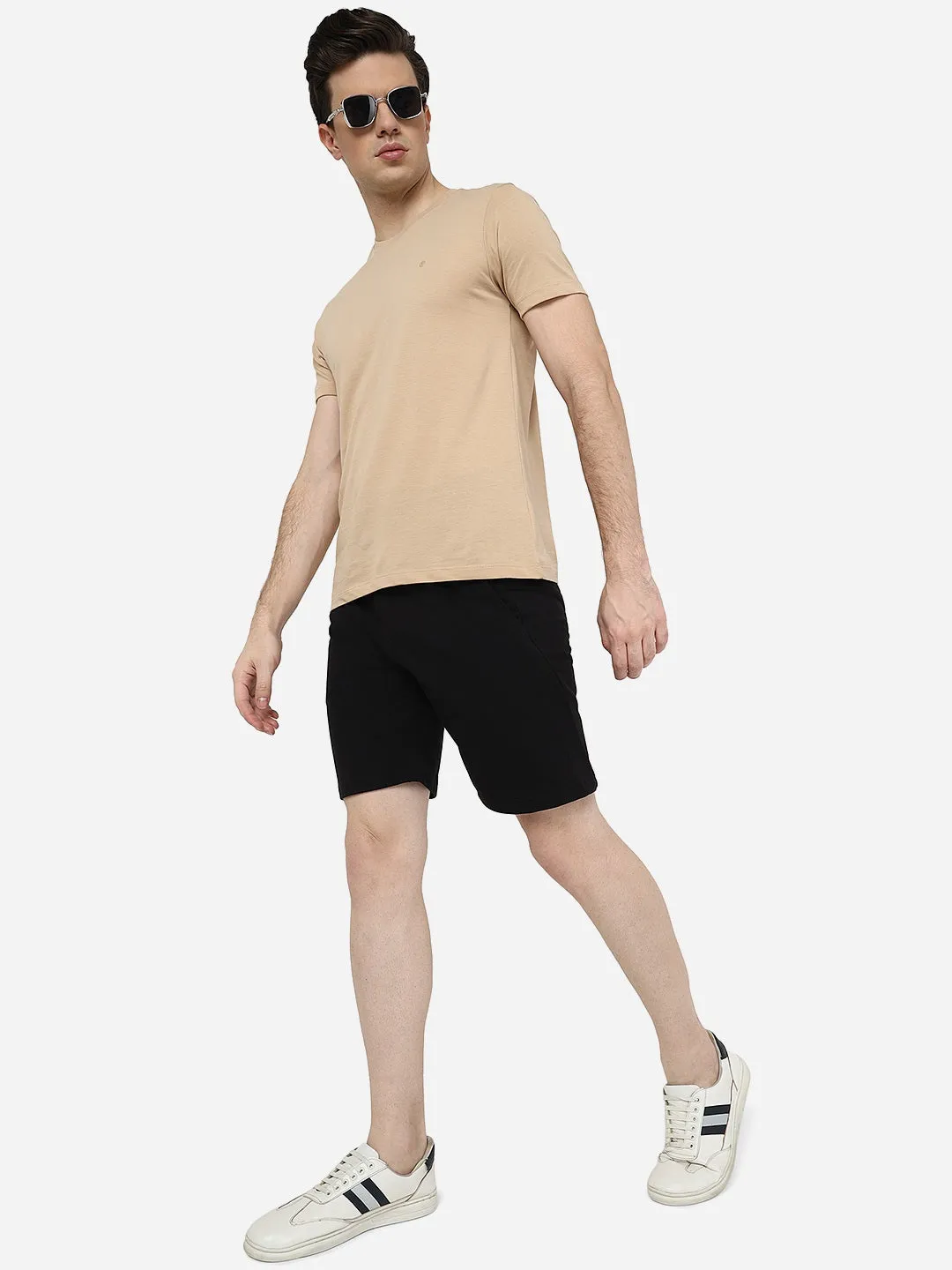 Black Solid Slim Fit Shorts | JadeBlue