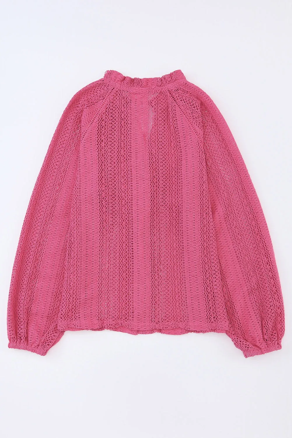 Black V-Neck Long Sleeve Button Up Lace Shirt