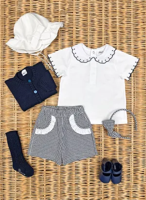 Blue little check Girly Shorts