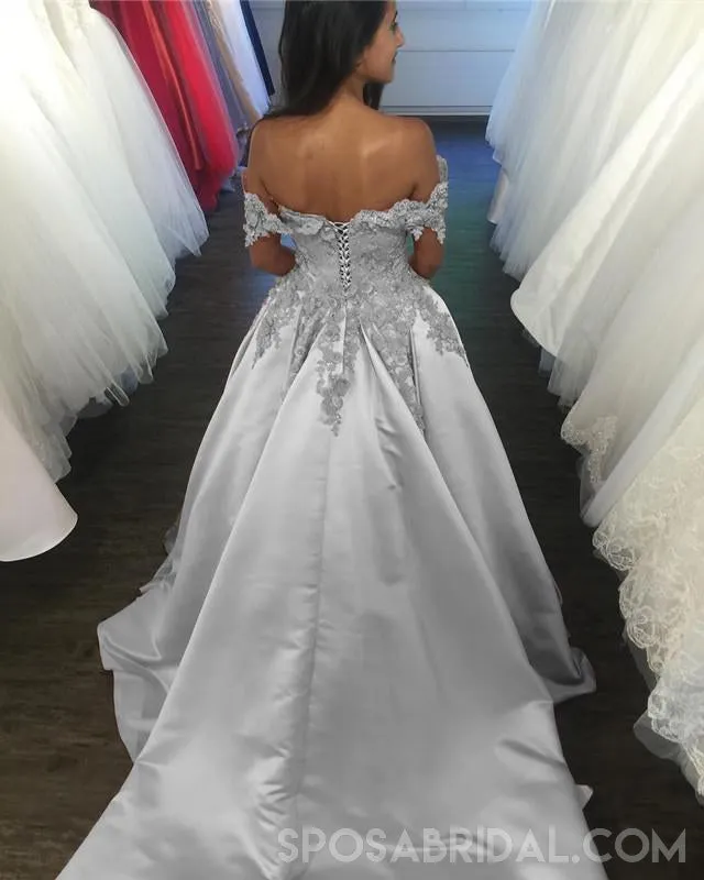 Blush Pink Women Off Shoulder Elegant Pretty Prom Dresses with Appliques ,PD1056