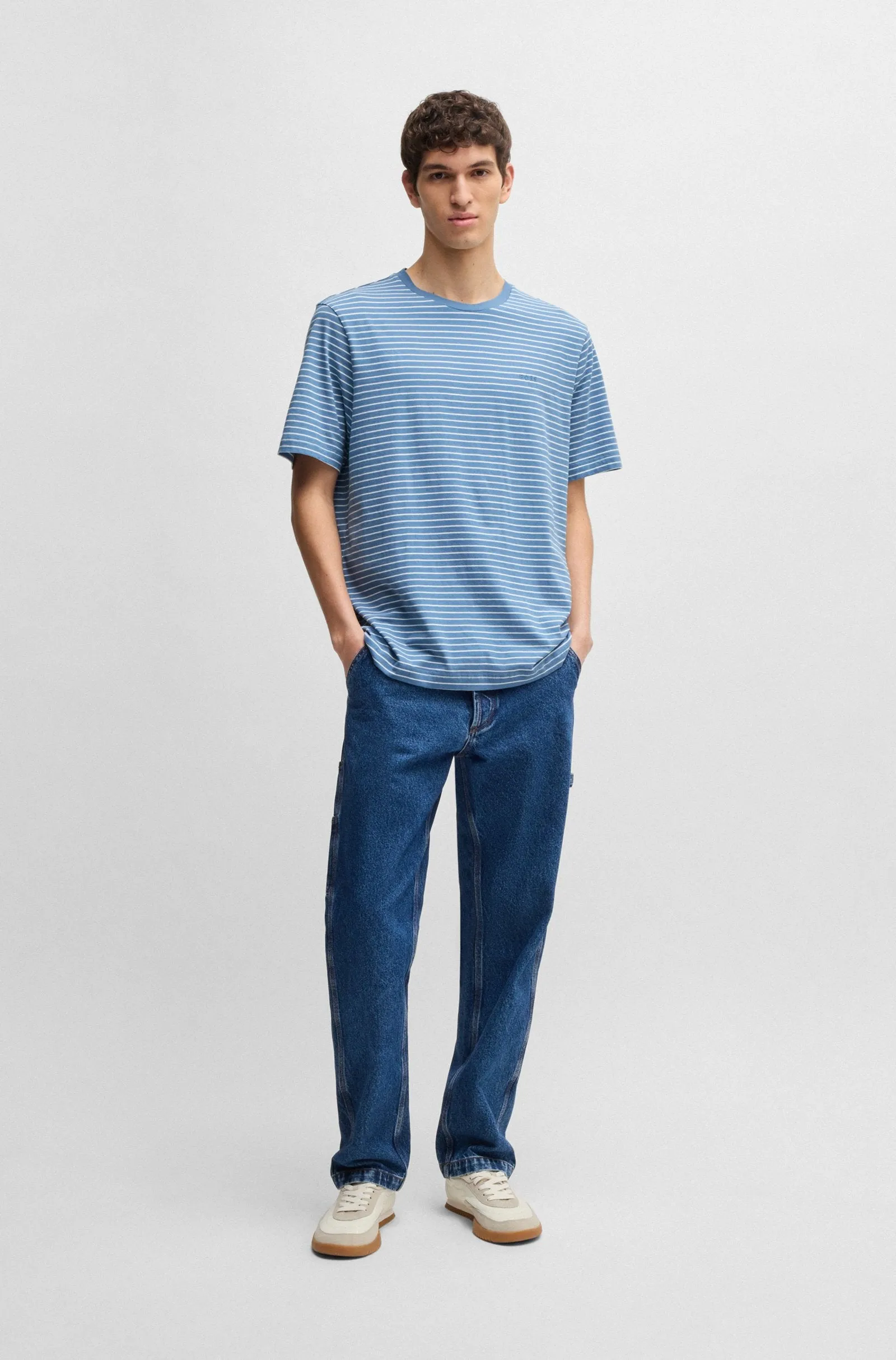 BOSS T-Shirts Relaxed Fit in Cotton - TALESSTRIPE 10252438 01-50499334