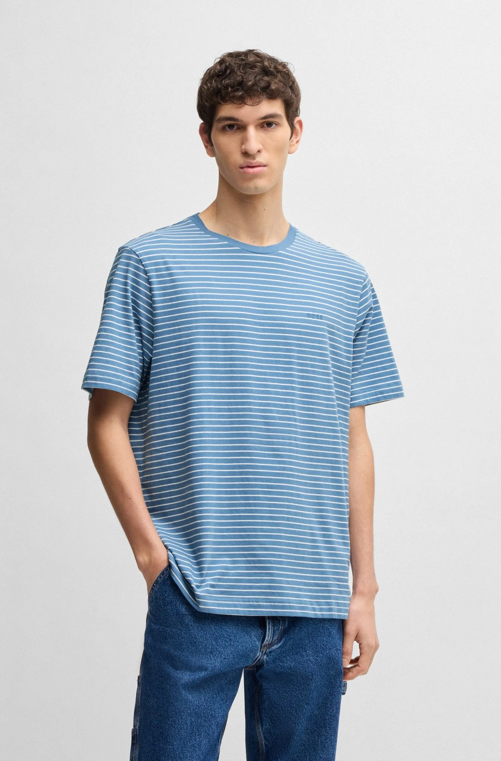 BOSS T-Shirts Relaxed Fit in Cotton - TALESSTRIPE 10252438 01-50499334
