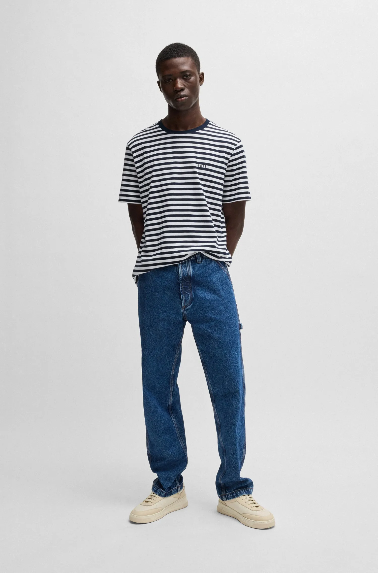 BOSS T-Shirts Relaxed Fit in Cotton - TALESSTRIPE 10252438 01-50499334