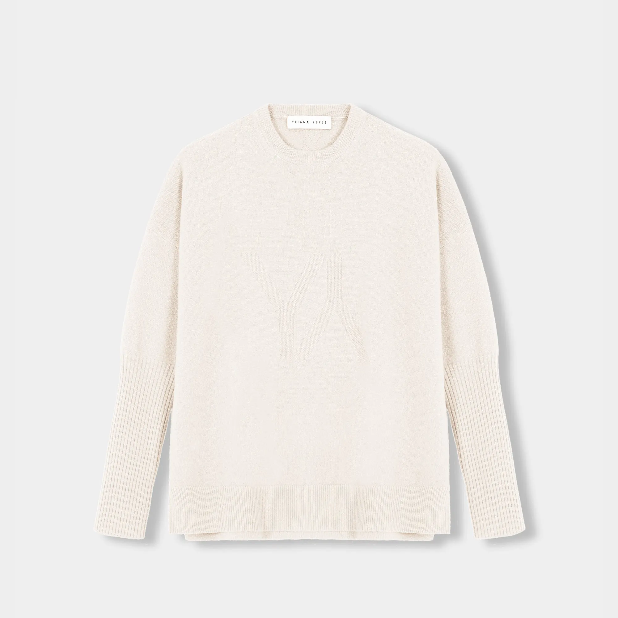 Boxy sweater Cashmere off white with YY logo