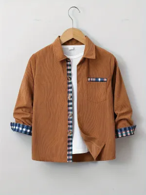 Boys Shirts, Long Sleeve Outwear Shirts Jacket, FS